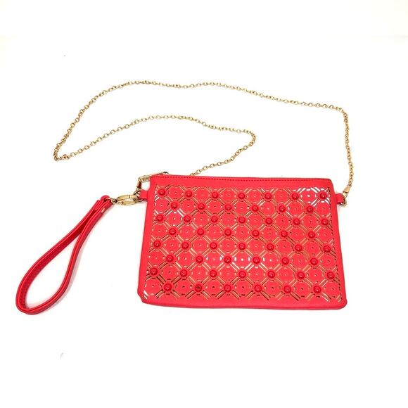 Coral Crossbody Clutch with Gold Chain by NY & Co. - Picture 1 of 6